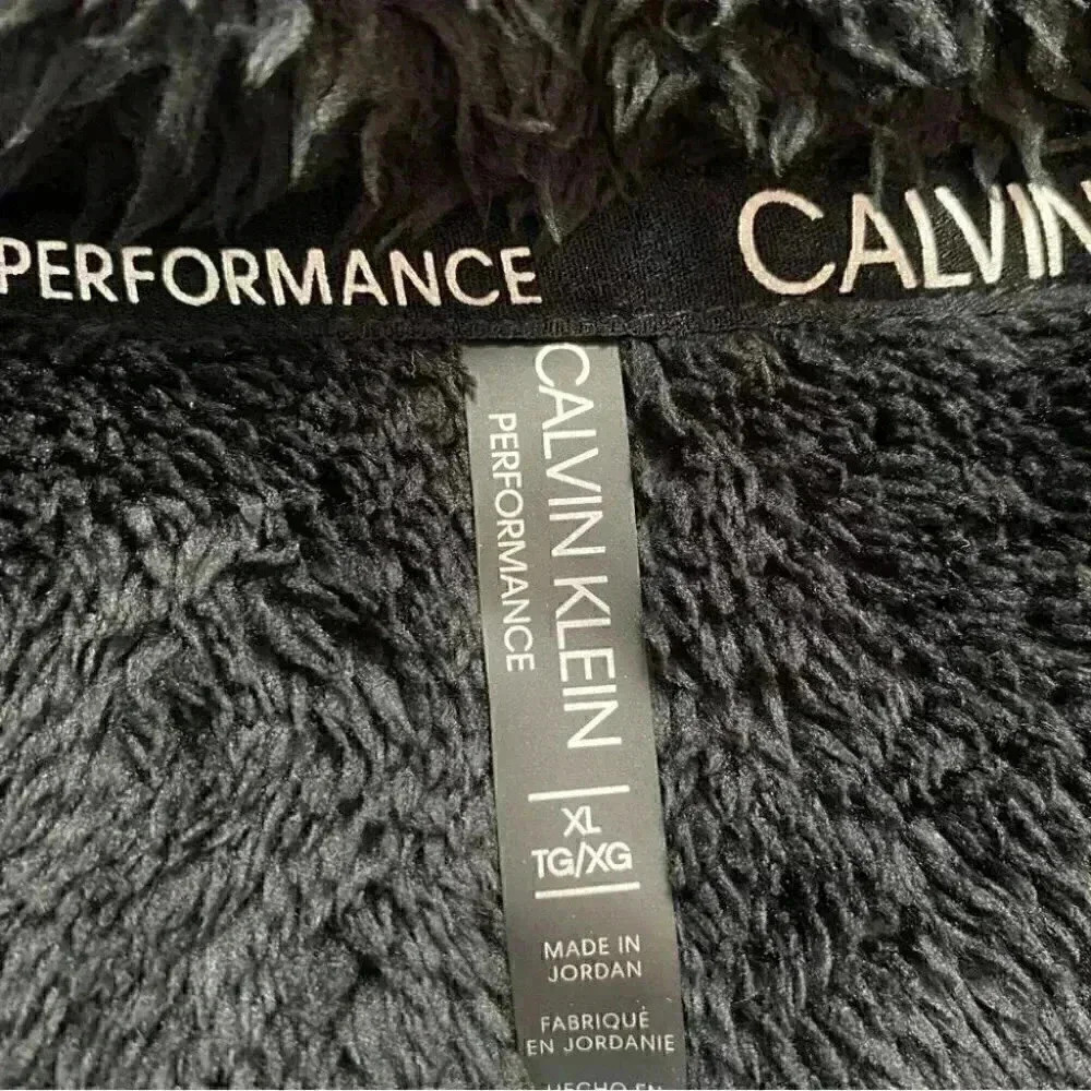 Calvin Klein Plush Sweater Cropped Fuzzy 1/4 Zip Pullover Black Size XL - Picture 13 of 16